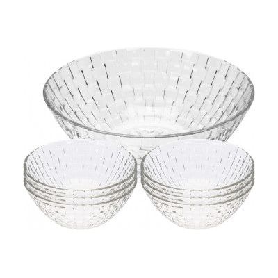 Glass Bowl Set 7 Pcs طقم زجاج  للسلطة مع  زبادي  زجاج