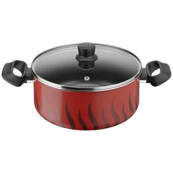 Tefal Tempo Flame Dutch Oven 28Cm/Glass Lid طنجرة غطاء زجاج